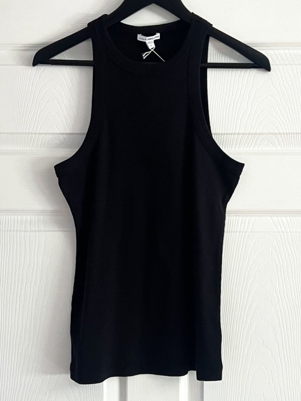 James Perse Standard Black Ribbed Cutaway Tank Top Size 3 L NWT Sleeveless